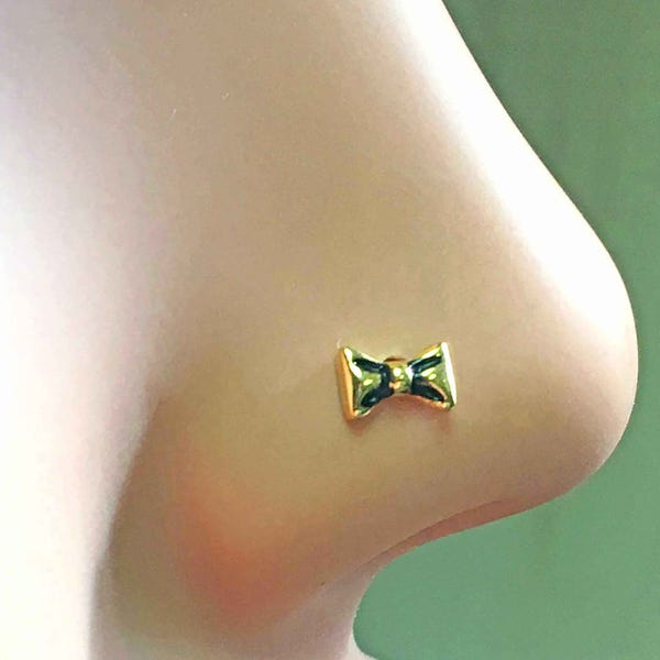 Bow Gold Nose Ring Gold Nose Stud
