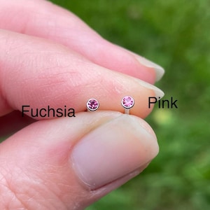 Pink or Fuschia Crystal Nose Stud Nose Ring image 1