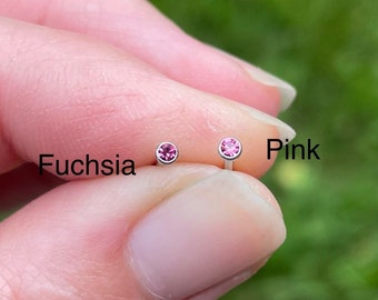 Pink or Fuschia Crystal Nose Stud Nose Ring