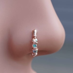 Rose Gold Boho Nose Ring AB Nose Hoop Nose Piercing image 1