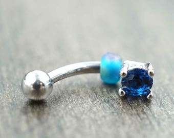 Sapphire Blue Rook Earring Daith Piercing Eyebrow Ring