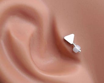 Silver Triangle Tragus Earring Piercing Internally Threaded