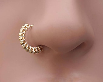 Bali Ball Gold Nose Ring Hoop 20 Gauge
