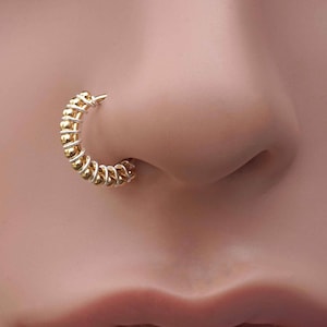 Bali Ball Gold Nose Ring Hoop 20 Gauge image 1