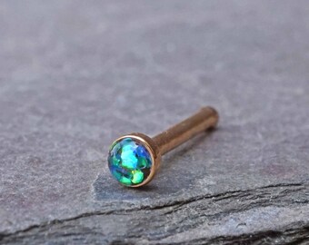 Black Rose Gold Opal Nose Stud Rose Gold Opal Nose Stud