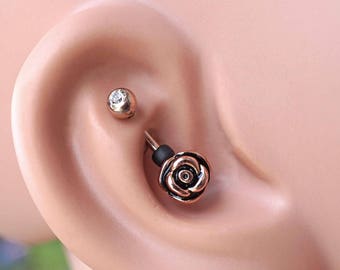 14kt Rose Gold Rook Earring Daith Piercing Eyebrow Ring