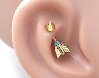 Gold Arrow Rook Earring Daith Piercing Eyebrow Ring