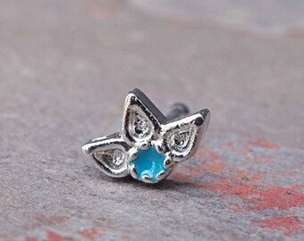 Lotus Flower Nose Ring Teal Opal Nose Stud