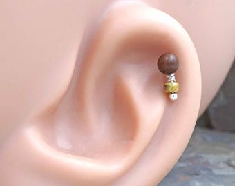 Cherry Rosewood Wood Cartilage Earring Tragus Helix Piercing