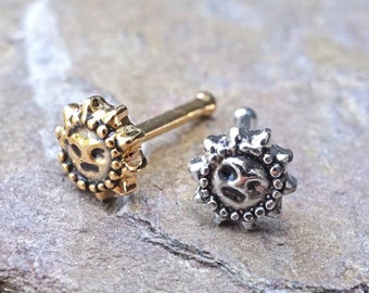 Sun Silver or Gold Nose Ring Gold Nose Stud