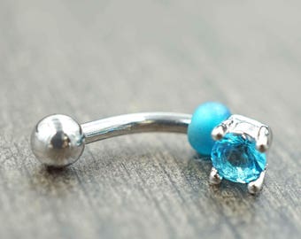 Aqua Blue Rook Earring Daith Piercing Eyebrow Ring