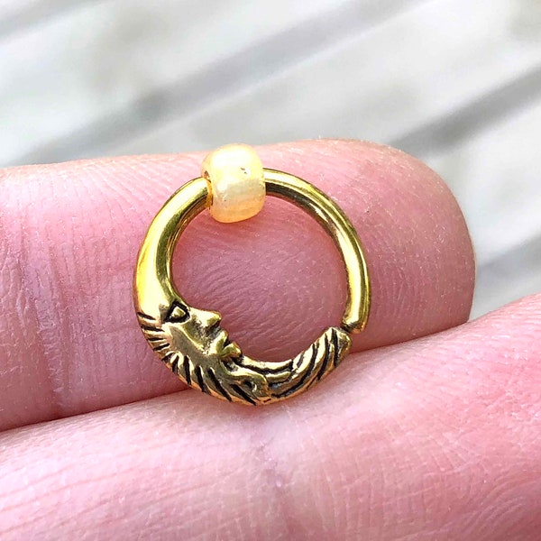Man in the Moon Gold Daith Earring Rook Piercing Hoop