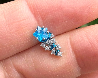 Sparkly Blue Shooting Star Stud Cartilage Earring Piercing 16g