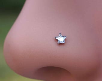 Crystal Star Rose Gold Nose Ring Rose Gold Nose Stud