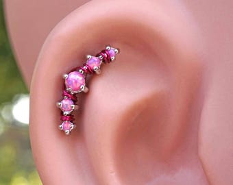 5 Pink OpalCartilage Earring 16g