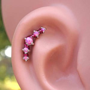 5 Pink OpalCartilage Earring 16g