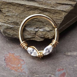 Gold Septum Ring Gold Daith Piercing Rook Earring Hoop - Etsy