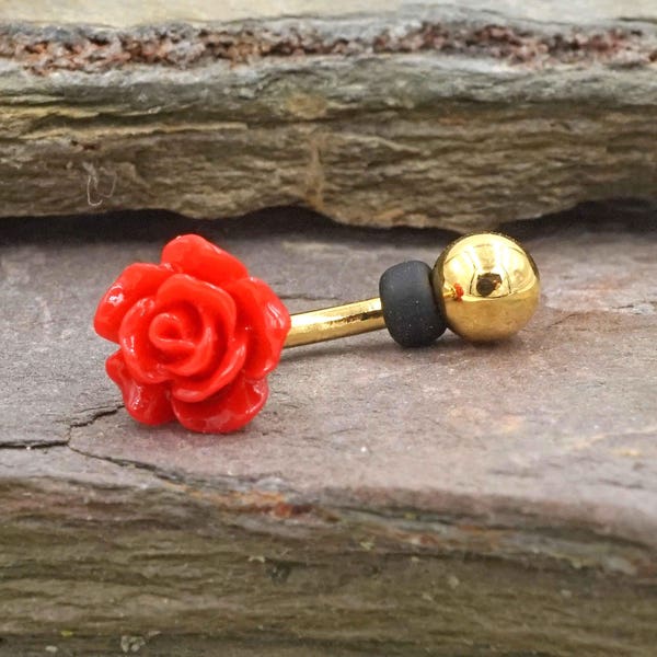 Red Rose Gold Rook Earring Daith Piercing Eyebrow Ring