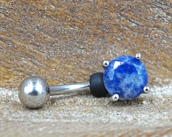 Blue Lapis Gemstone Belly Button Ring Jewelry