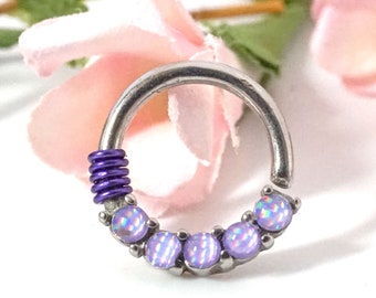 5 Purple Illuminating Stones 16g Daith Rook Hoop Ring Daith Septum Hoop Helix Cartilage