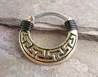 Maze Tribal Gold Daith Piercing Rook Earring Hoop Silver Clicker