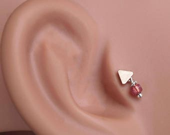 Rose Gold Triangle Tragus Earring Piercing Internally Threaded