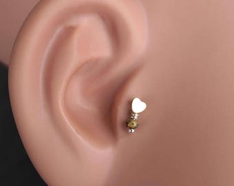 Gold Heart Tragus Cartilage Earring Piercing 16g