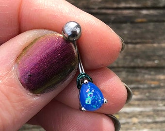 Blue Opal Belly Ring