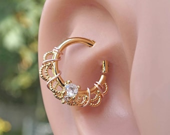 16 Gauge Gold Daith Rook Hoop Ring Daith Septum Hoop