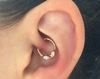 Gold Septum Ring Gold Daith Piercing Rook Earring Hoop