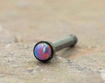 Opal Nose Stud 18g Pink Opal Tiny Nose Ring