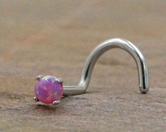 Pink Opal Nose Screw Fire Opal Nose Ring Nose Piercing