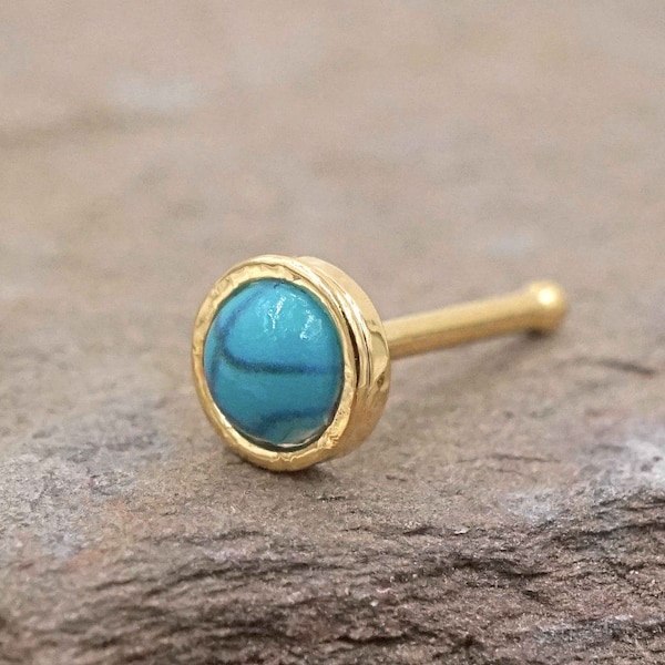 Turquoise 14kt Gold Nose Stud Nose Ring