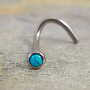 18g or 20g Turquoise Nose Ring Nose Screw Nose Stud