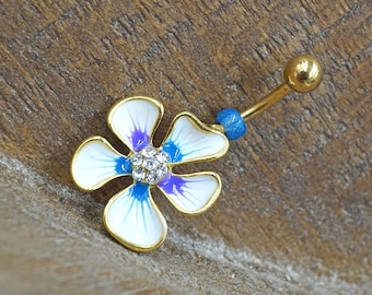 Hawaiian Hibiscus Flower Belly Button Ring