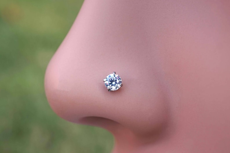 18 Gauge or 20 Gauge Crystal Nose Stud Nose Bone Etsy