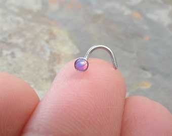 Light Pink Fire Opal Nose Ring Stud