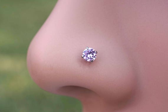 18 Gauge or 20 Gauge Light Pink Crystal Nose Stud Nose Bone Etsy