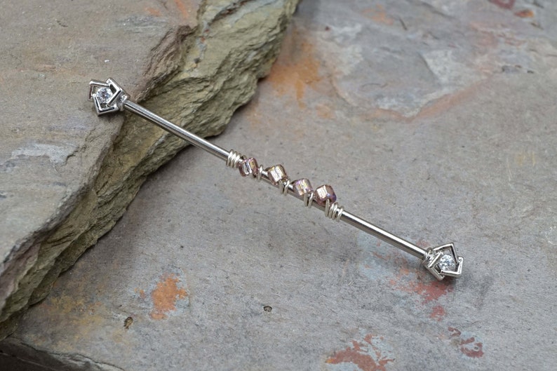 Celtic Knot Crystal 16g Industrial Barbell Beaded Scaffold Piercing