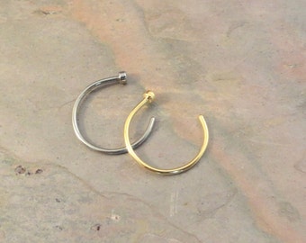 Nose Ring Hoop Nose Piercing - 18G Pair of Silver and Gold Nose Hoop Rings