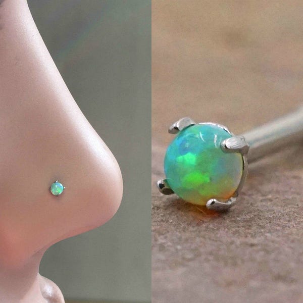 Green Opal Nose Ring Fire Opal Nose Stud Nose Piercing