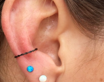 Black Braided Hoop Cartilage Hoop Tragus Daith Helix Conch