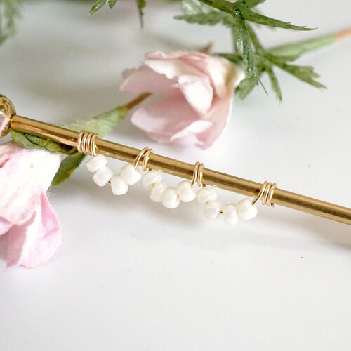 14 Gauge or 16 Gauge Industrial Barbell Ivory Pearl Beaded Etsy