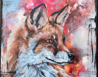 Summer Fox Mixed Media Art Painting Graffiti