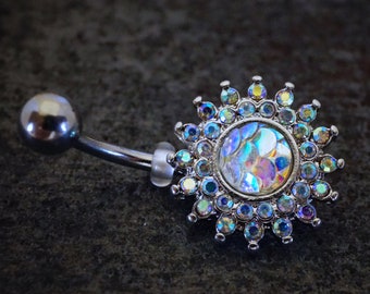 Sunburst Mermaid Belly Button Navel Rings Aurora Borealis