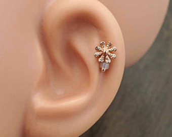 Daisy Rose Gold Stud Cartilage Earring Piercing 16g