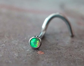 18g Green Opal Nose Ring Opal Nose Screw