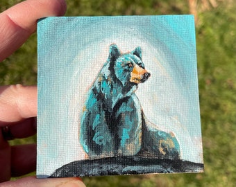 Black Bear Canvas Painting Magnet