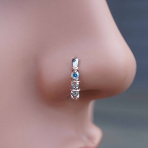 Silver Boho Nose Ring AB Nose Hoop Nose Piercing image 6