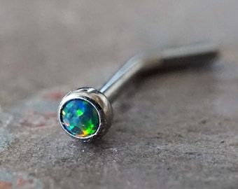 18g Black Opal Nose Ring L Bend 20g Opal Nose Stud